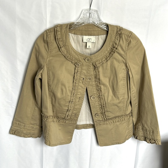 Ann Taylor LOFT 00P khaki 3/4 sleeve spring jacket - Picture 1 of 6